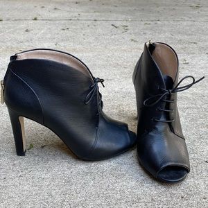 Louise et Cie Black Leather Open Toe Booties